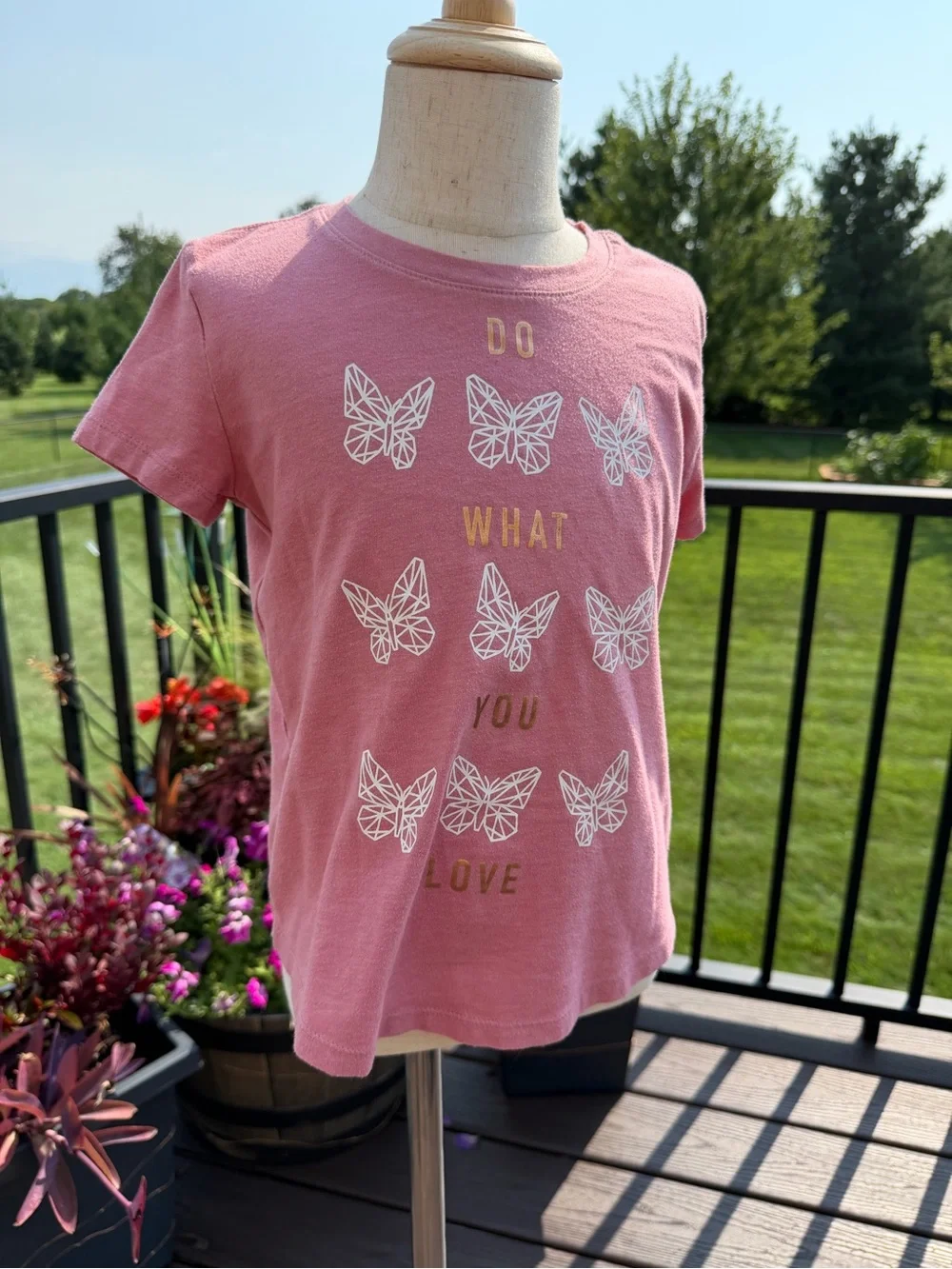 Old Navy Girls Pink Butterfly “Do What You Love” T-Shirt Size S 6/7